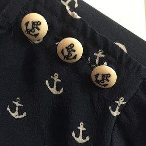 J Crew silk anchor sailor themed blouse Size 4